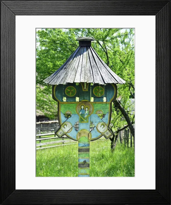 Framed Print : Traditional wooden crossroad cross of Romania Framed Print : Traditional wooden crossroad cross of Romania