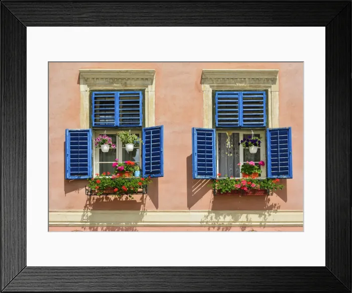 Framed Print : Windows in the old town of Sibiu. Transylvania, Romania Framed Print : Windows in the old town of Sibiu. Transylvania, Romania