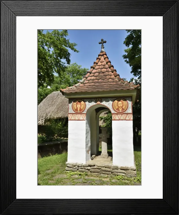 Framed Print : Cross in a crossroad. The National Village Museum (Muzeul Satului), an open-air