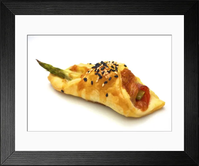 Framed Print : Asparagus and Chorizo Pastry Tapas Framed Print : Asparagus and Chorizo Pastry Tapas
