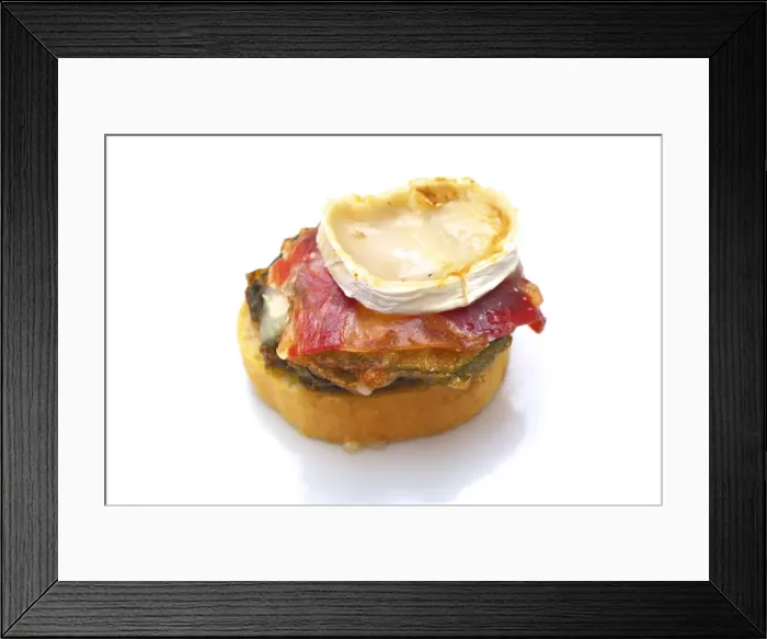 Framed Print : Camembert and Chorizo Burger Tapas Framed Print : Camembert and Chorizo Burger Tapas