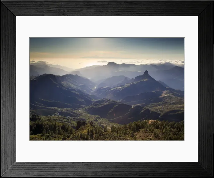 Framed Print : Canary Islands, Gran Canaria, Central Mountains, View of West Gran Canaria from Roque Framed Print : Canary Islands, Gran Canaria, Central Mountains, View of West Gran Canaria from Roque