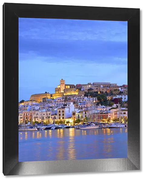 Twilight Over Old Ibiza Town, Ibiza, Balearic Islands, Spain