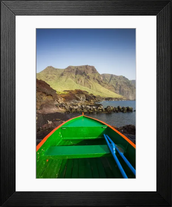 Framed Print : Spain, Canary Islands, Tenerife, Punta de Teno, fishing boats and coastal landscape Framed Print : Spain, Canary Islands, Tenerife, Punta de Teno, fishing boats and coastal landscape