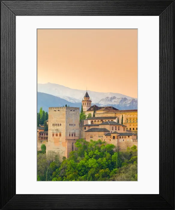 Framed Print : Spain, Andalucia, Granada Province, Granada, Alhambra Palace and Sierra Nevada mountains Framed Print : Spain, Andalucia, Granada Province, Granada, Alhambra Palace and Sierra Nevada mountains