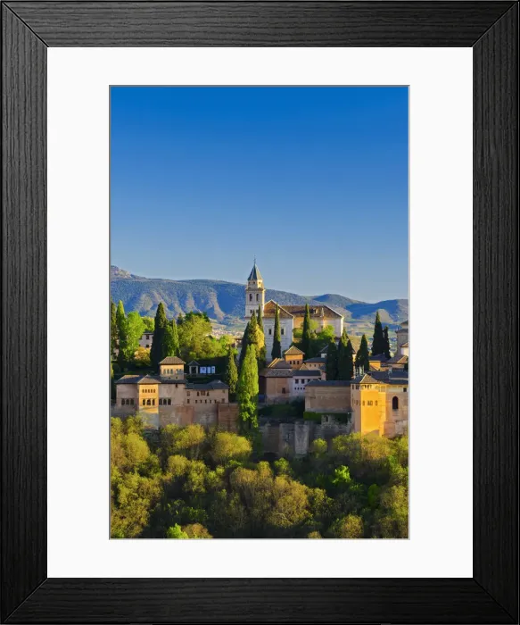 Framed Print : Spain, Andalucia, Granada Province, Granada, Alhambra Palace and Sierra Nevada mountains Framed Print : Spain, Andalucia, Granada Province, Granada, Alhambra Palace and Sierra Nevada mountains