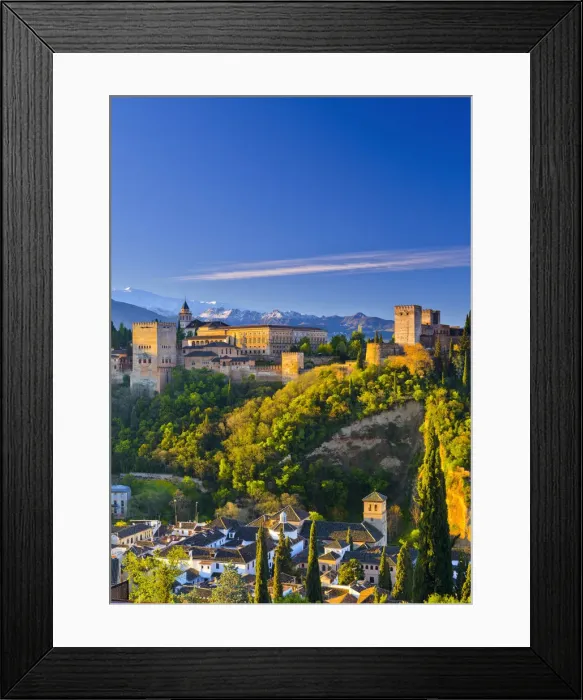 Framed Print : Spain, Andalucia, Granada Province, Granada, Alhambra Palace and Sierra Nevada mountains Framed Print : Spain, Andalucia, Granada Province, Granada, Alhambra Palace and Sierra Nevada mountains