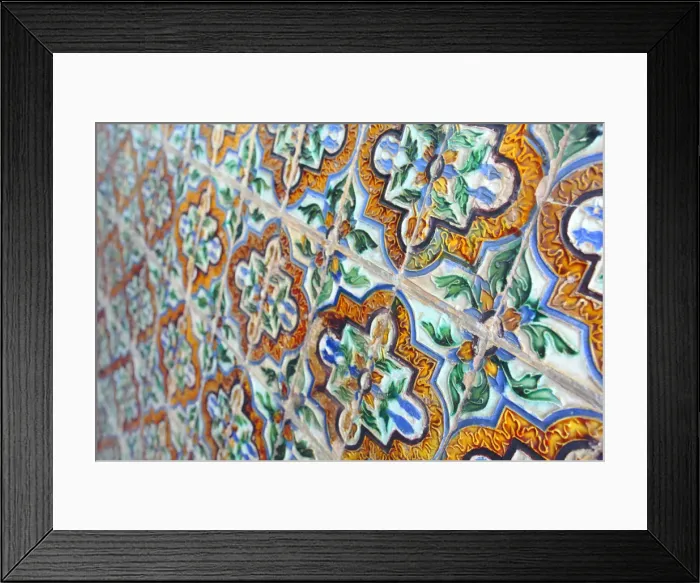 Framed Print : Azulejo ornament on the wall, Alcazar, royal palace, Seville, Andalusia, Spain Framed Print : Azulejo ornament on the wall, Alcazar, royal palace, Seville, Andalusia, Spain