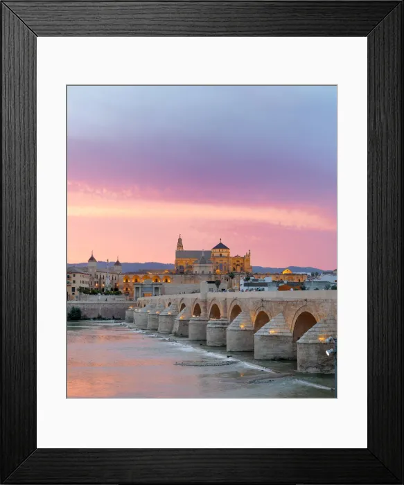 Framed Print : Cathedral (Mezquita) and Roman bridge at sunset, Guadalquivir river, Cordoba, Andalusia Framed Print : Cathedral (Mezquita) and Roman bridge at sunset, Guadalquivir river, Cordoba, Andalusia