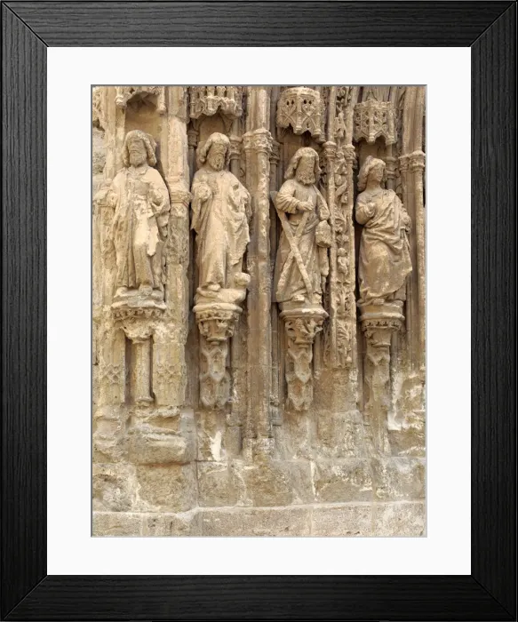 Framed Print : Sculpture on facade of Santa Maria church, Requena, Valencian Community, Spain Framed Print : Sculpture on facade of Santa Maria church, Requena, Valencian Community, Spain