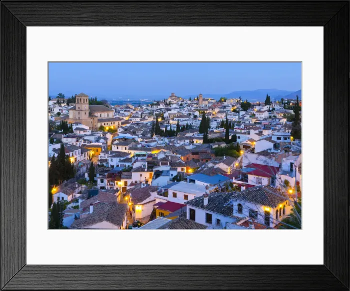 Framed Print : Spain, Andalucia, Granada Province, Granada, Sacromonte and Albaicin Districts, left Framed Print : Spain, Andalucia, Granada Province, Granada, Sacromonte and Albaicin Districts, left