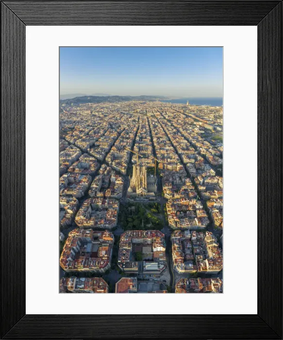 Framed Print : Spain, Catalunya, Barcelona, Aerial view of Eixample district and Sagrada Familia Framed Print : Spain, Catalunya, Barcelona, Aerial view of Eixample district and Sagrada Familia