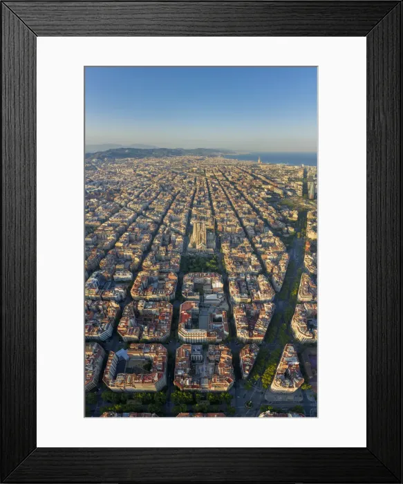 Framed Print : Spain, Catalunya, Barcelona, Aerial view of Eixample district and Sagrada Familia Framed Print : Spain, Catalunya, Barcelona, Aerial view of Eixample district and Sagrada Familia