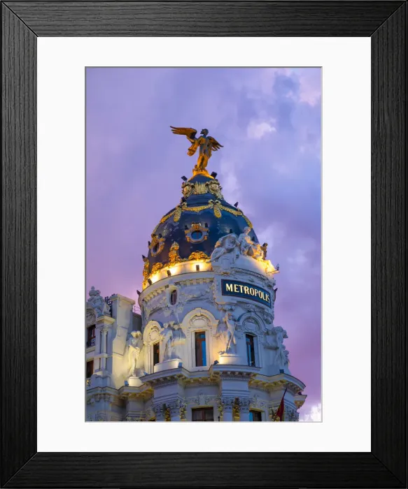 Framed Print : Exterior of Metropolis Building at Dusk, Madrid, Spain Framed Print : Exterior of Metropolis Building at Dusk, Madrid, Spain