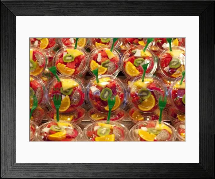 Framed Print : Cut fruit in tubs, La Boqueria Market, Barcelona, Spain Framed Print : Cut fruit in tubs, La Boqueria Market, Barcelona, Spain