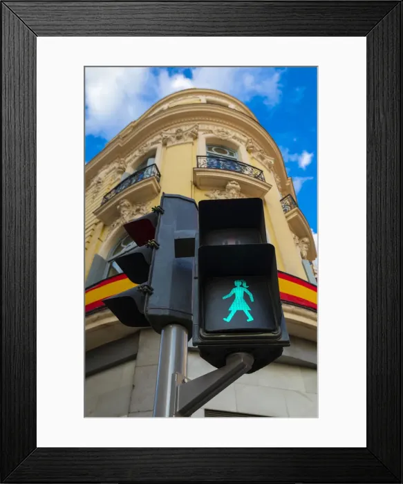 Framed Print : Female Road Sign, Madrid, Spain Framed Print : Female Road Sign, Madrid, Spain