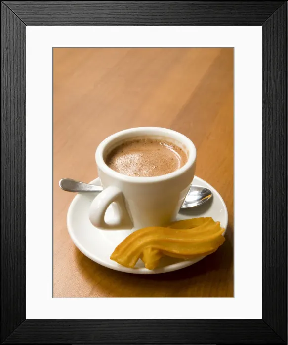 Framed Print : Spain, Barcelona, La Rambla, La Boqueria Market, Chocolate con Churros breakfast Framed Print : Spain, Barcelona, La Rambla, La Boqueria Market, Chocolate con Churros breakfast