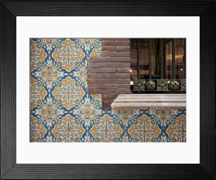 Framed Print : Tiled wall of cafe, Barri Gotic, Barcelona, Spain Framed Print : Tiled wall of cafe, Barri Gotic, Barcelona, Spain