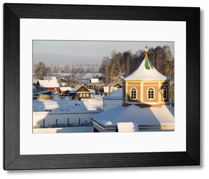 Framed Print : Tower of the Uspensky Cathedral with the old part of Tikhvin town in the background Framed Print : Tower of the Uspensky Cathedral with the old part of Tikhvin town in the background