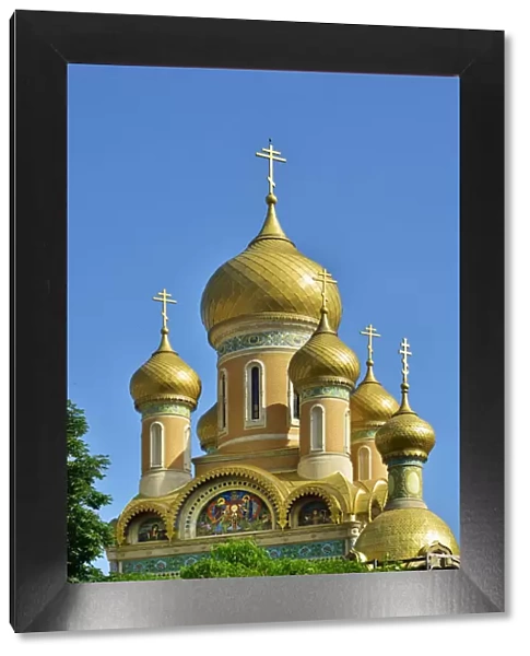 The golden domes of St. Nicholas Orthodox Church. Bucharest, Romania