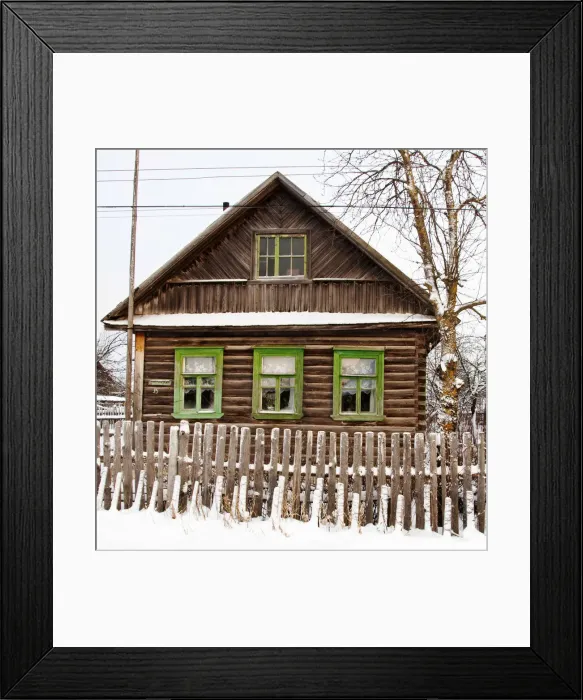 Framed Print : Traditional village house, Pikalevo, Leningrad region, Russia
