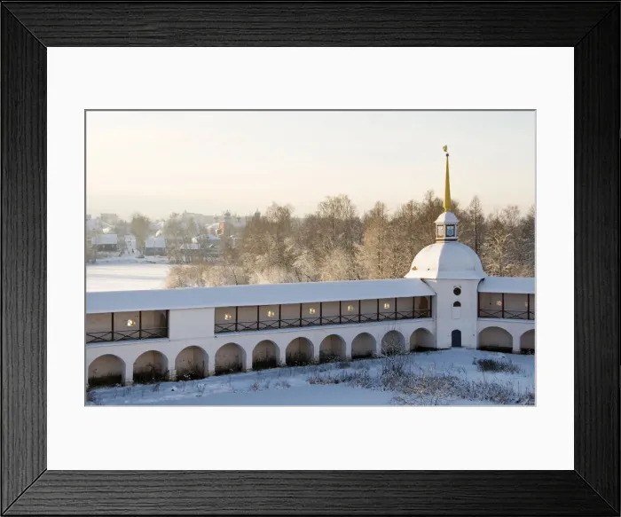 Framed Print : Walls of Bogorodichno-Uspenskij Monastery with town Tikhvin in the background, Leningrad Framed Print : Walls of Bogorodichno-Uspenskij Monastery with town Tikhvin in the background, Leningrad
