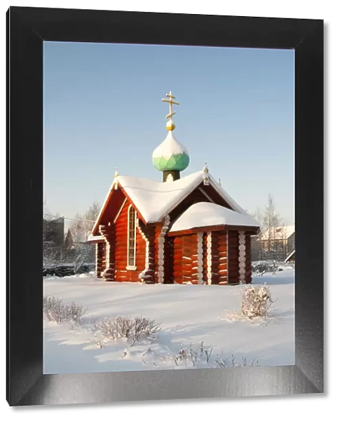 Saint Nicholas chapel in winter, Tikhvin, Leningrad region, Russia