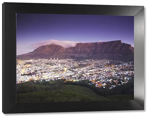 Table Mountain at dusk, Cape Town, Western Cape, South Africa