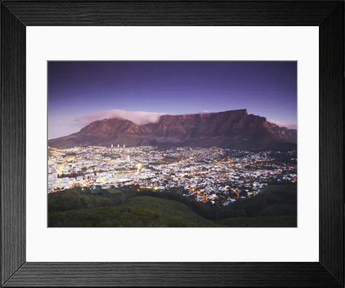 Framed Print : Table Mountain at dusk, Cape Town, Western Cape, South Africa Framed Print : Table Mountain at dusk, Cape Town, Western Cape, South Africa