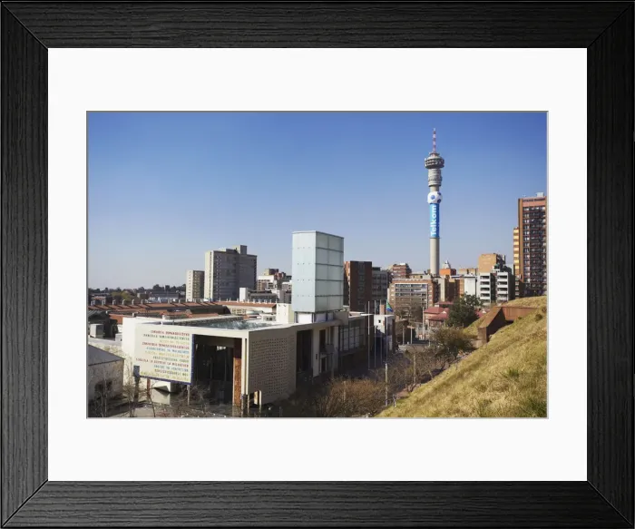 Framed Print : View of Constitution Court from Old Fort with Telkom Tower in background, Constitution Framed Print : View of Constitution Court from Old Fort with Telkom Tower in background, Constitution