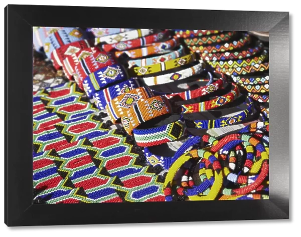 Colourful traditional African souvenirs on beachfront, Durban, KwaZulu-Natal, South