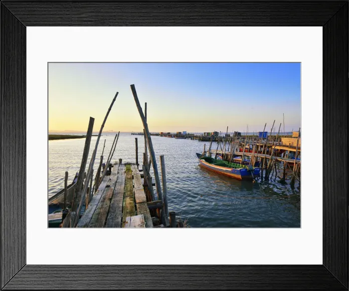 Framed Print : Carrasqueira, a palafitte fishing harbour at dusk. Alentejo, Portugal Framed Print : Carrasqueira, a palafitte fishing harbour at dusk. Alentejo, Portugal