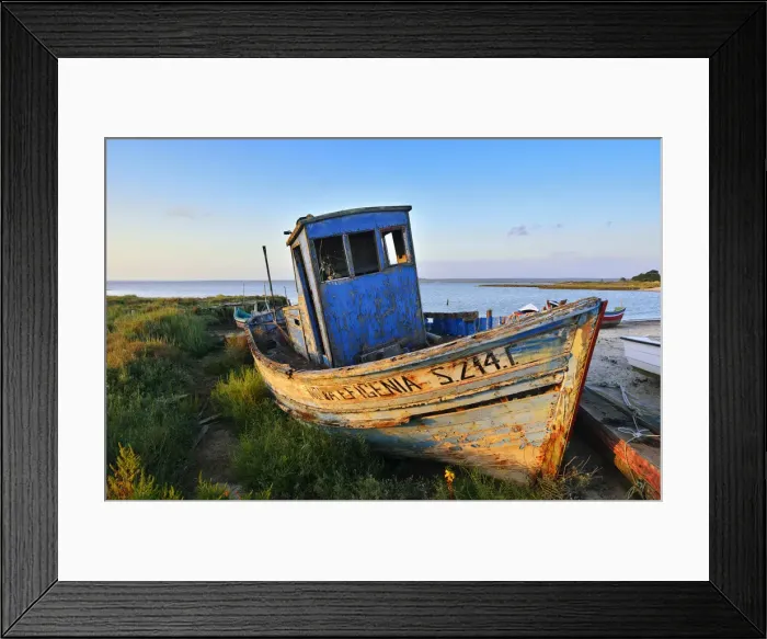Framed Print : Carrasqueira, a fishing harbour at dusk. Alentejo, Portugal