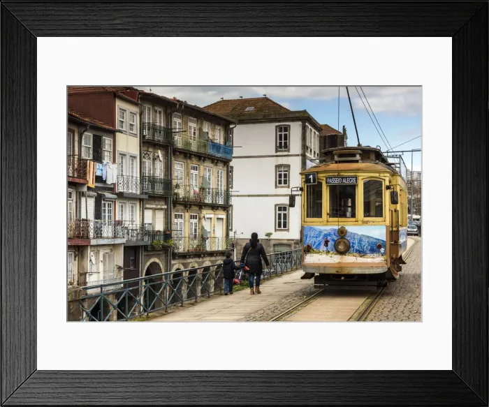 Framed Print : Heritage tram in Ribeira district, Porto, Portugal Framed Print : Heritage tram in Ribeira district, Porto, Portugal