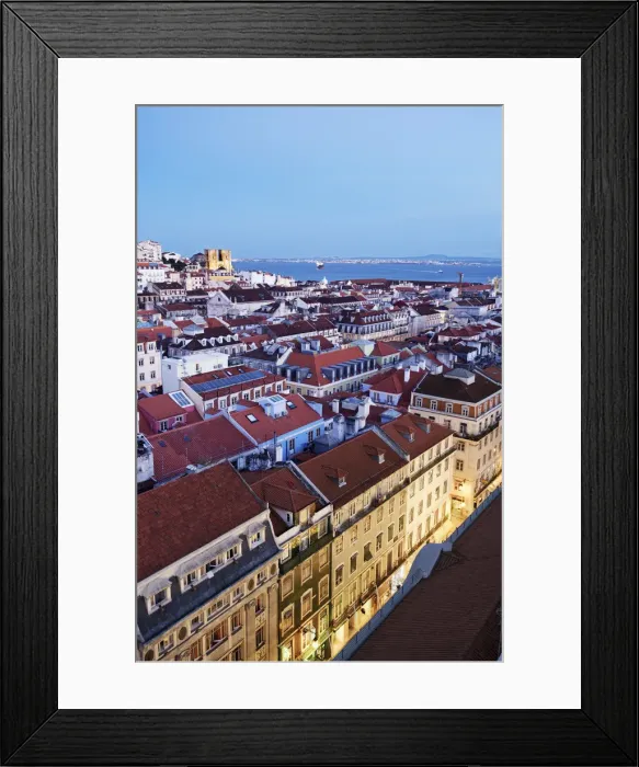Framed Print : Rooftops of the Baixa, the historic centre of Lisbon, with the Tagus river Framed Print : Rooftops of the Baixa, the historic centre of Lisbon, with the Tagus river