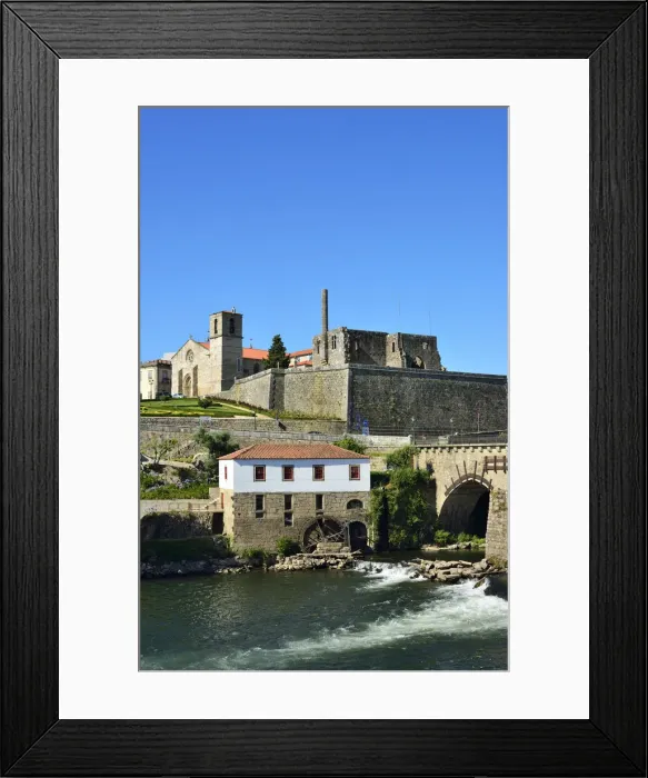 Framed Print : The historic site of Barcelos and the medieval bridge that is used by the pilgrims
