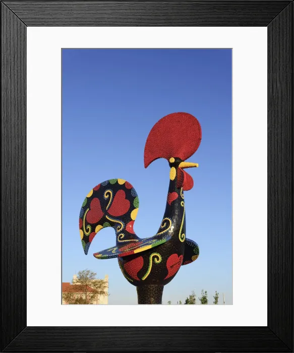 Framed Print : Pop Galo by artist Joana Vasconcelos (2016), inspired in the traditional Barcelos Rooster Framed Print : Pop Galo by artist Joana Vasconcelos (2016), inspired in the traditional Barcelos Rooster