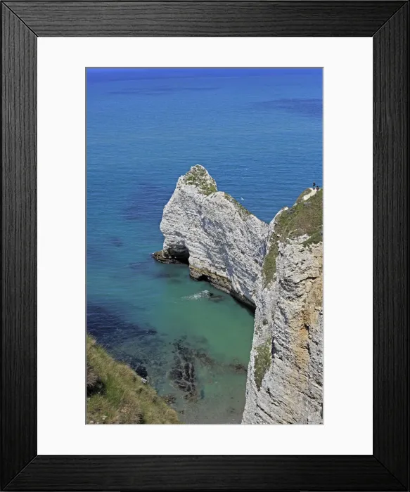 Framed Print : Cliffs on the sea beach, Etretat, Seine-Maritime department, Upper Normandy, France