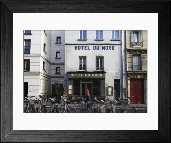 Framed Print : France, Paris, Canal St-Martin, Hotel du Nord Framed Print : France, Paris, Canal St-Martin, Hotel du Nord