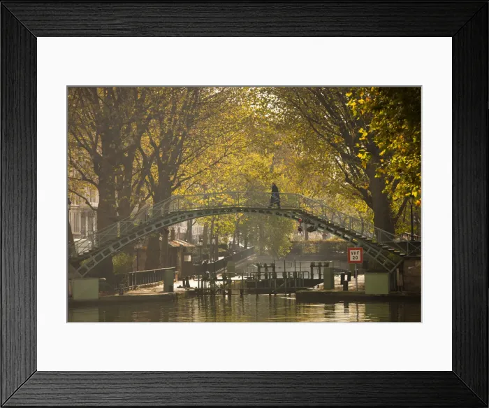 Framed Print : France, Paris, Canal St-Martin, canal footbridge