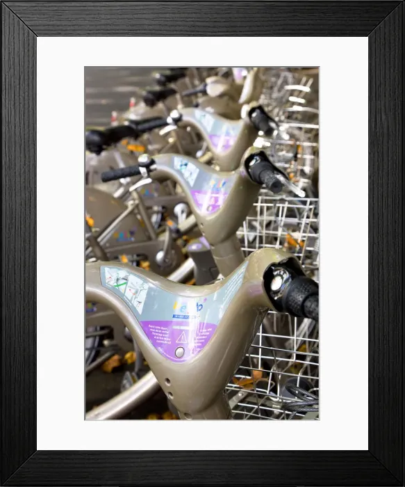 Framed Print : Velib bicycle rental scheme, bicycle hire scheme available throughout the Paris Framed Print : Velib bicycle rental scheme, bicycle hire scheme available throughout the Paris
