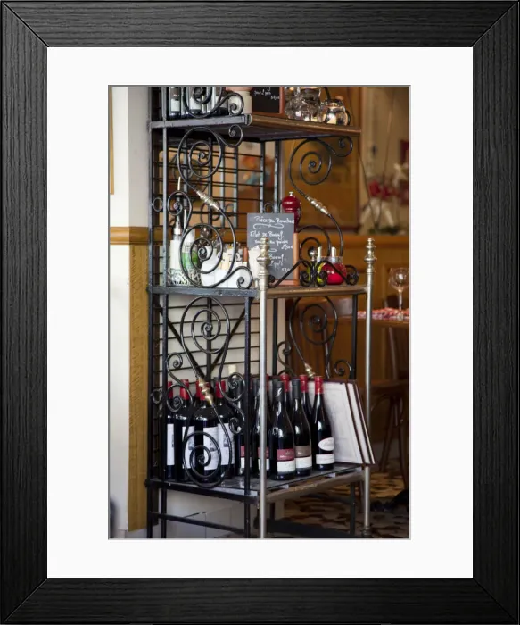 Framed Print : Wine bottles in a restaurant / bistro, Paris, France Framed Print : Wine bottles in a restaurant / bistro, Paris, France