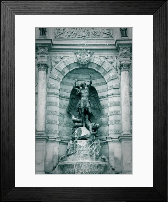 Framed Print : Fountain at Place St-Michel, Paris, France