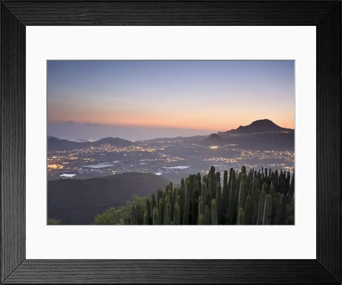 Framed Print : Canary Islands, Tenerife, Arona, View of East Tenerife Coast at sunset