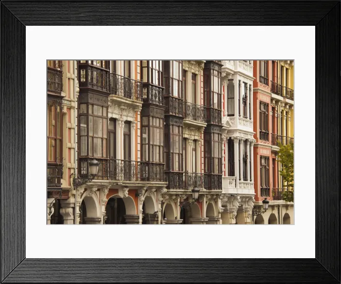 Framed Print : Spain, Asturias Region, Asturias Province, Aviles, Old Town buildings and cafes Framed Print : Spain, Asturias Region, Asturias Province, Aviles, Old Town buildings and cafes