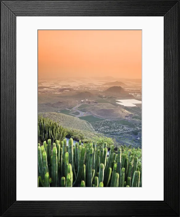 Framed Print : Canary Islands, Tenerife, Arona, View of East Tenerife Coast at sunset
