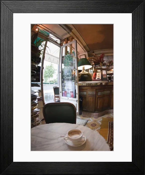 Framed Print : Cafe, Quai de L Hotel de Ville, Marais district, Paris, France