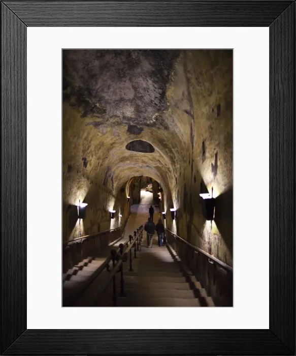 Framed Print : France, Marne, Champagne Ardenne, Reims, Pommery champagne winery, passageway to Framed Print : France, Marne, Champagne Ardenne, Reims, Pommery champagne winery, passageway to