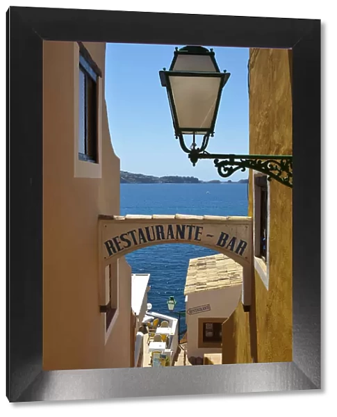 Restaurant sign, Cala Fornells, Mallorca, Balearic Islands, Spain