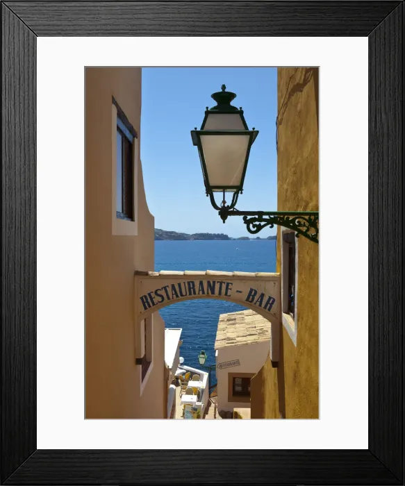 Framed Print : Restaurant sign, Cala Fornells, Mallorca, Balearic Islands, Spain Framed Print : Restaurant sign, Cala Fornells, Mallorca, Balearic Islands, Spain